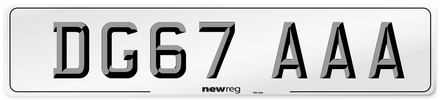 DG67 AAA Number Plate from New Reg